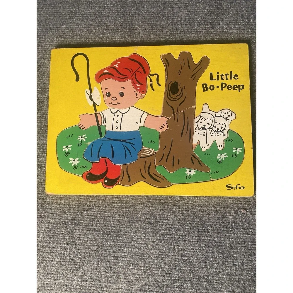 Sifo (1944-1975) Little Bo-Peep Vintage Wood Tray Puzzle Complete